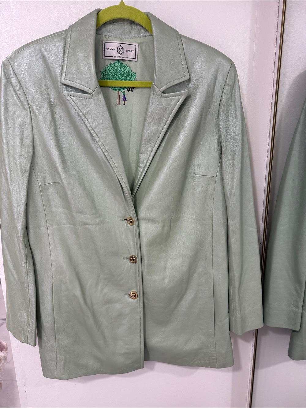 St. John Sport by Marie Gray Pale Mint Leather Blazer